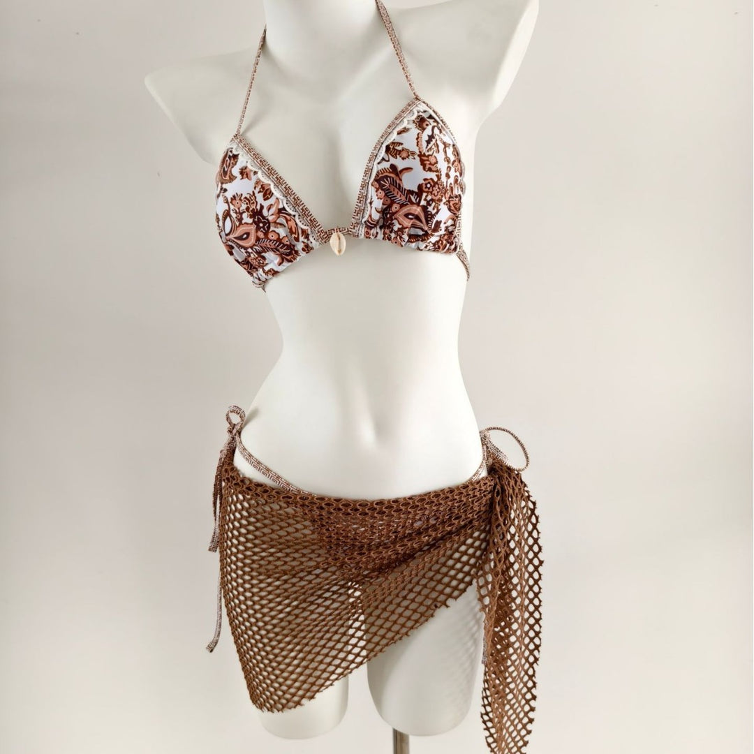 Ladies triangle bikini with trendy net skirt details Mune Fashion