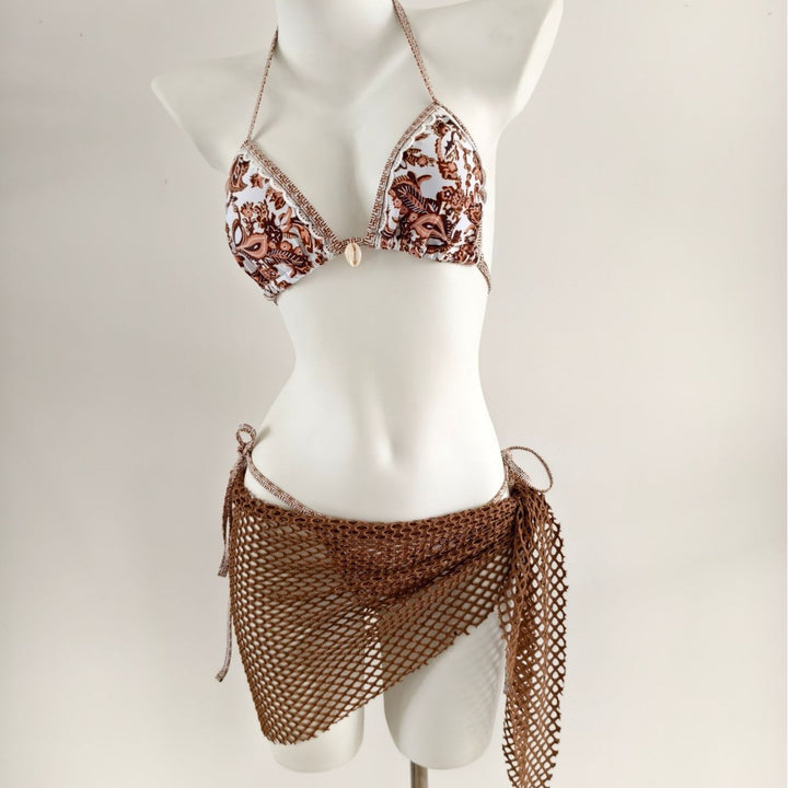 Ladies triangle bikini with trendy net skirt details Mune Fashion