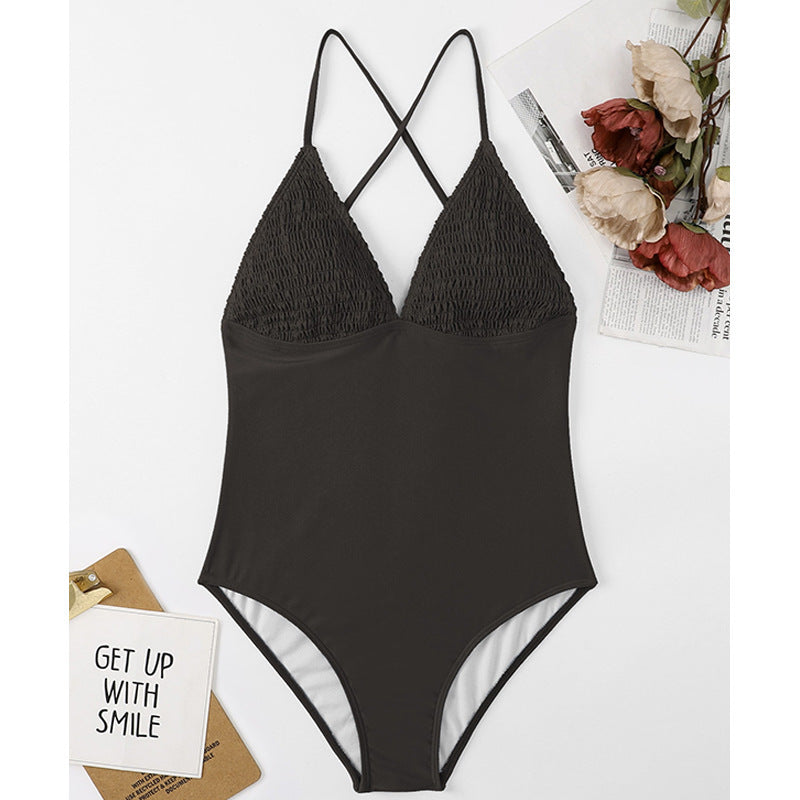 Women One-Piece Swimsuit with Sophisticated Cut and Elegant Ruffle Design Mune Fashion