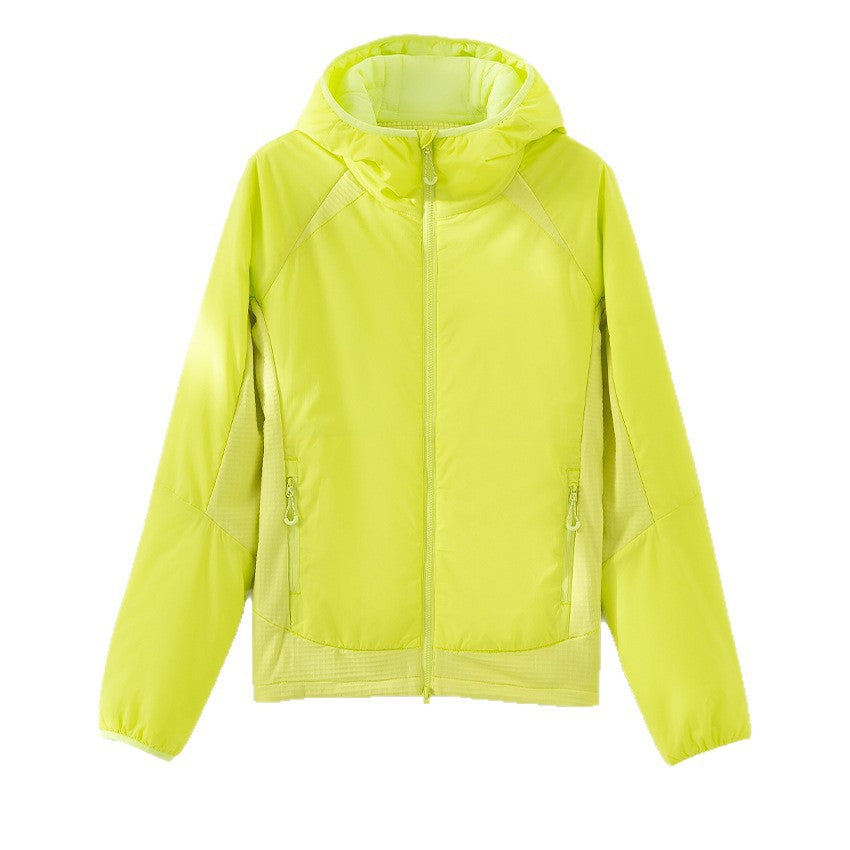 Women's Lightweight Wind and Thermal Jacket with Hood, Quilted Lining and Two-Way Zipper Mune Fashion