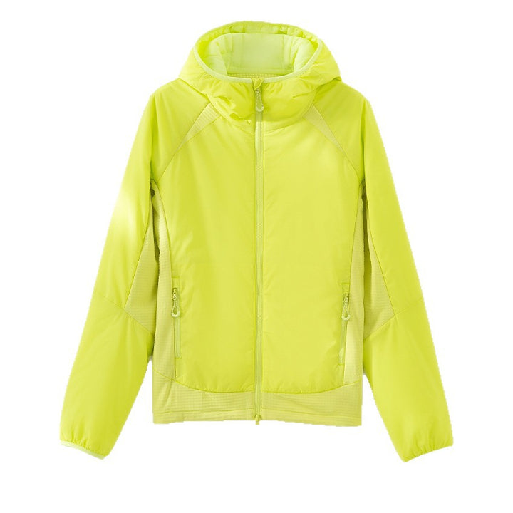 Women's Lightweight Wind and Thermal Jacket with Hood, Quilted Lining and Two-Way Zipper Mune Fashion