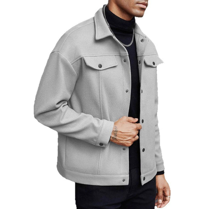 Men's wool look overshirt jacket in shacket style with chest pockets and button placket Mune Fashion