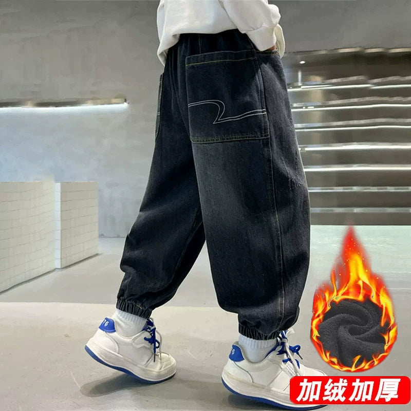 Unisex casual baggy jeans with elastic waistband Mune Fashion