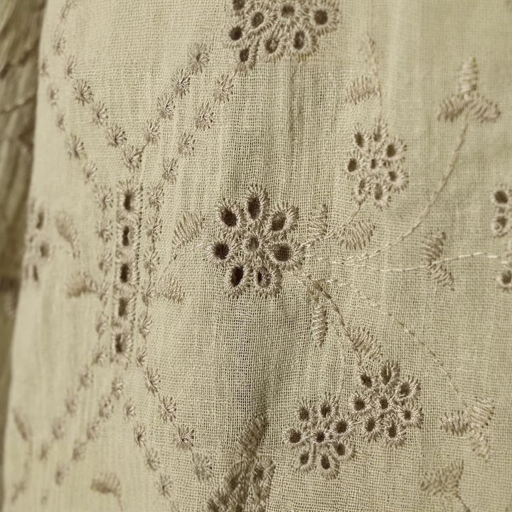 Women's Broderie-Anglaise Shirt Blouse in Oversize Cut with Balloon Sleeves Mune Fashion