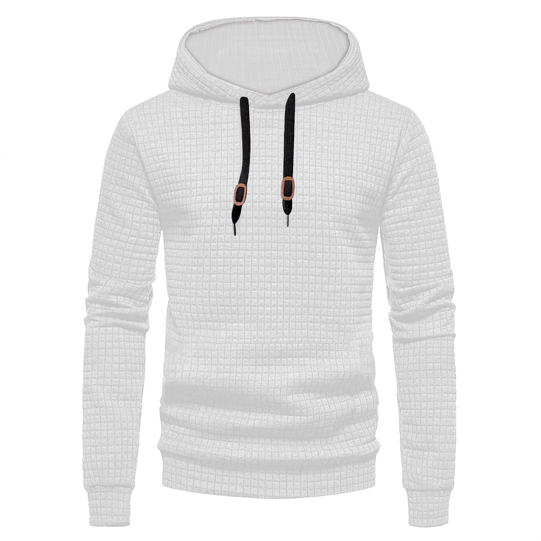 Men's quilted hoodie with rectangular quilting, drawstring and ribbed cuffs Mune Fashion