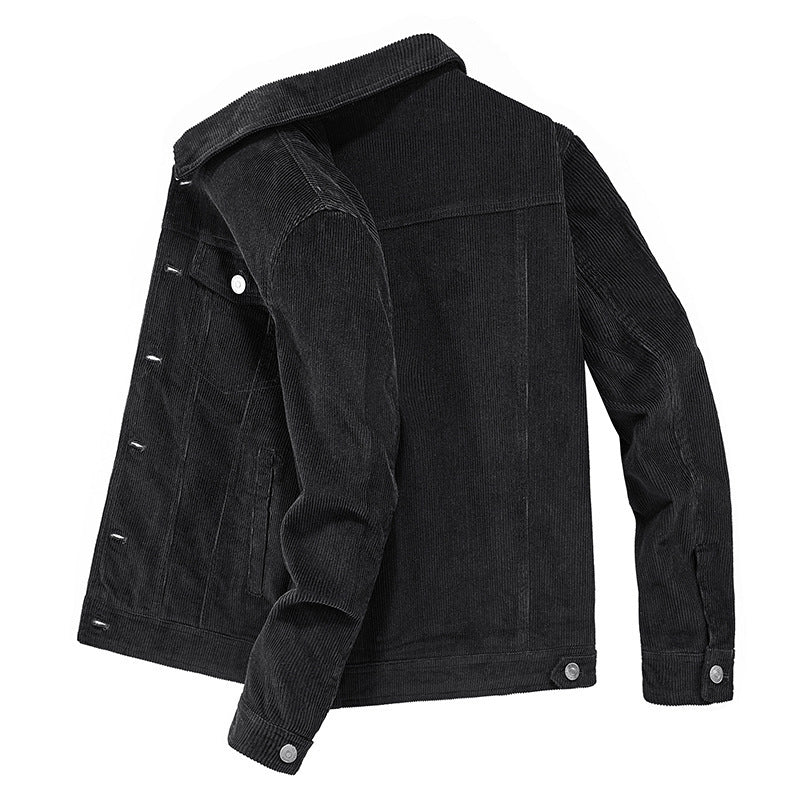 Men's fine cord work jacket in trucker cut with hidden button placket Mune Fashion