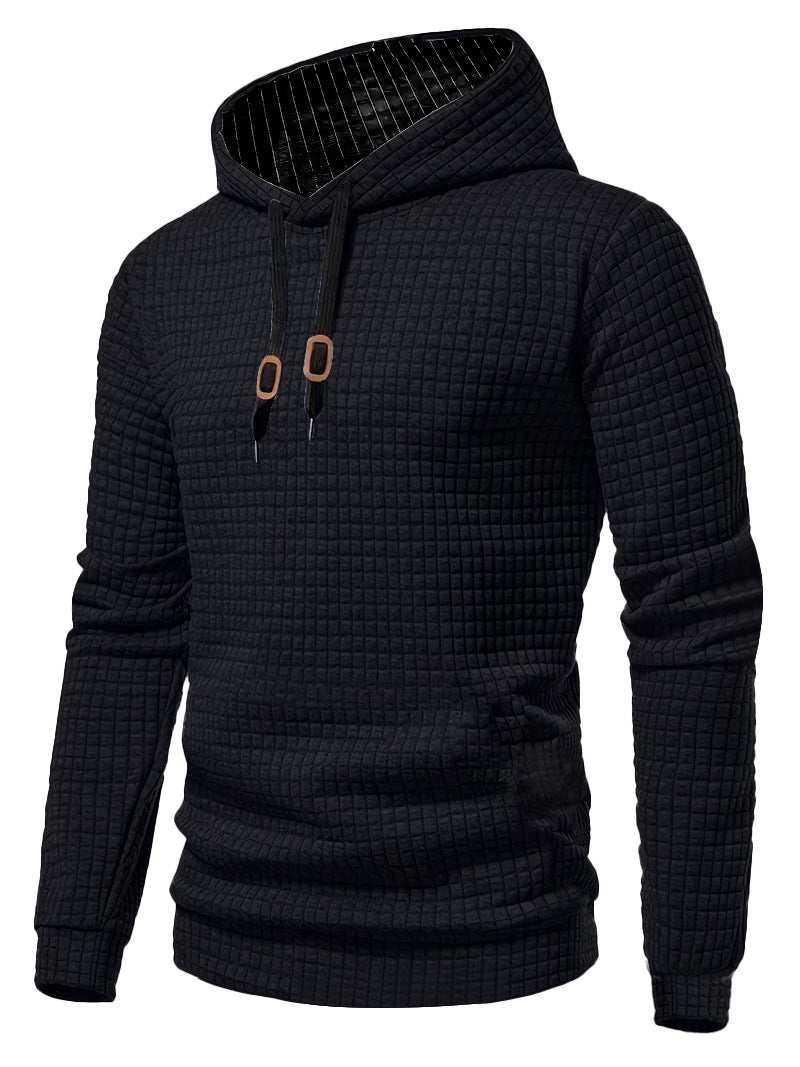 Men's quilted hoodie with rectangular quilting, drawstring and ribbed cuffs Mune Fashion