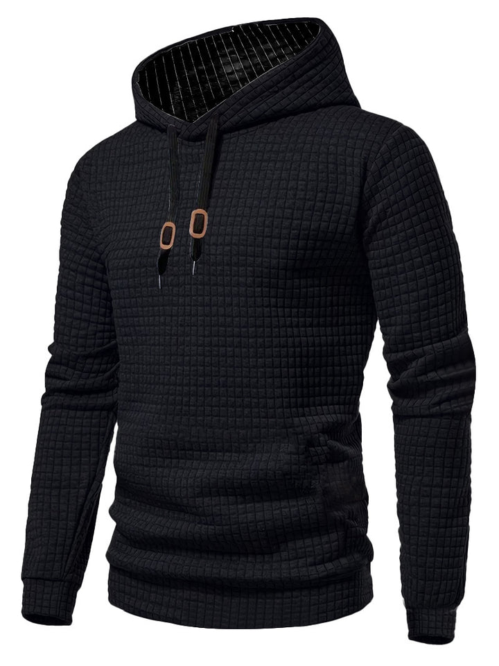 Men's quilted hoodie with rectangular quilting, drawstring and ribbed cuffs Mune Fashion