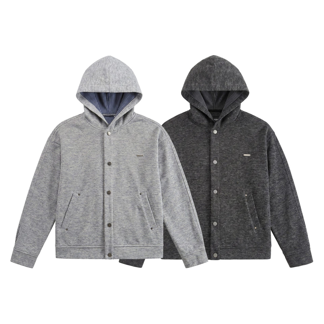 Unisex Short Cut Boxy Hoodie Jacket made of Sweat with Snap Placket and Side Pockets Mune Fashion