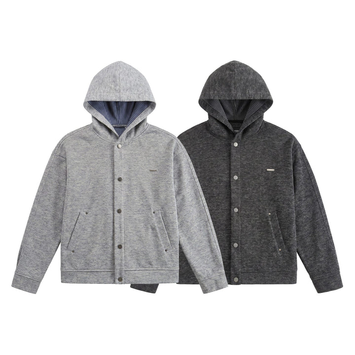 Unisex Short Cut Boxy Hoodie Jacket made of Sweat with Snap Placket and Side Pockets Mune Fashion