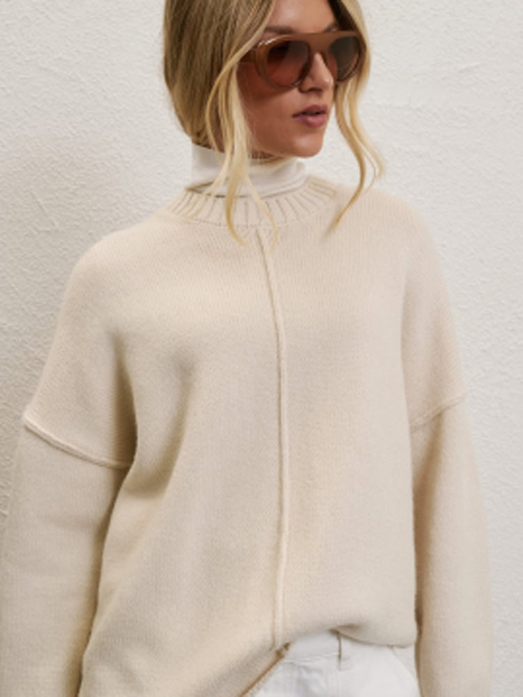 Women Oversized Turtleneck Sweater with Concealed Center Seam Mune Fashion