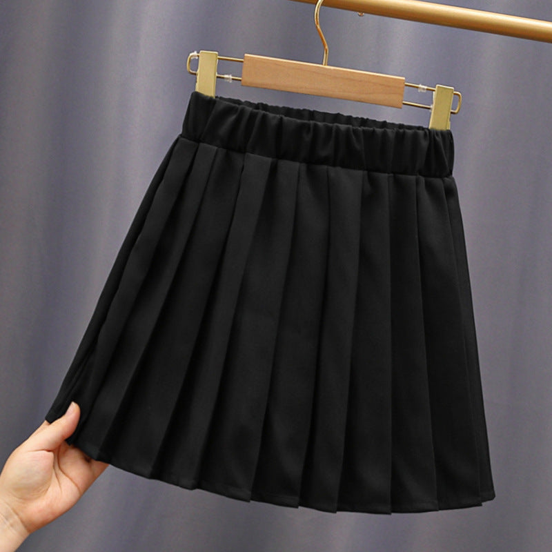 Girls elegant ruffle blouse with collar and matching pleated skirt Mune Fashion