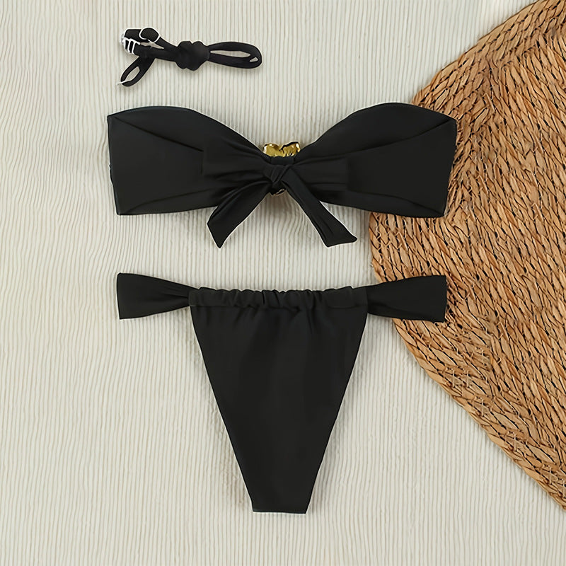 Women Bandeau Bikini Set with elegant jewelry detail Mune Fashion