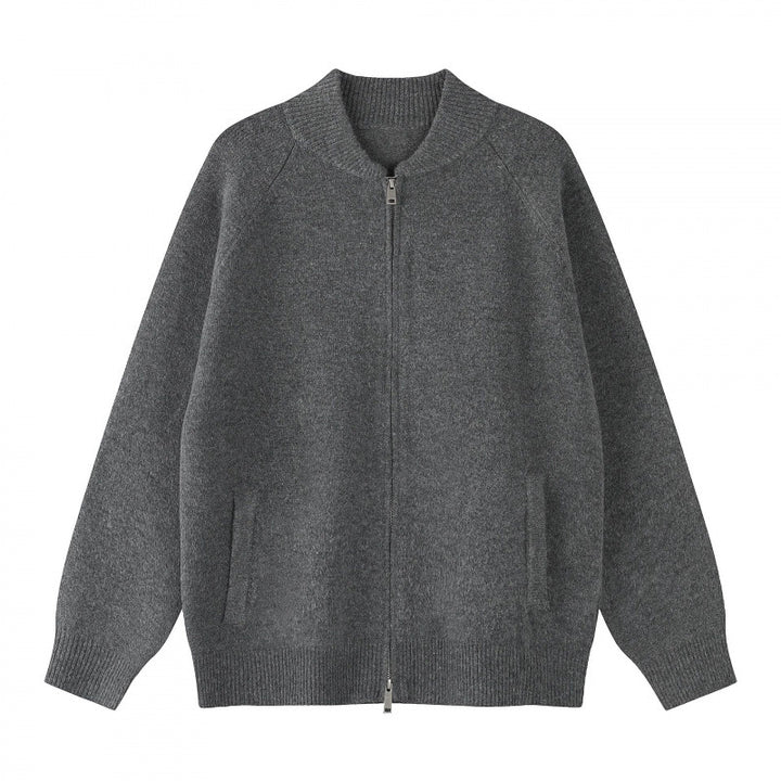 Unisex locker-cut fine-knit zip jacket with two-way zipper and ribbed cuffs Mune Fashion