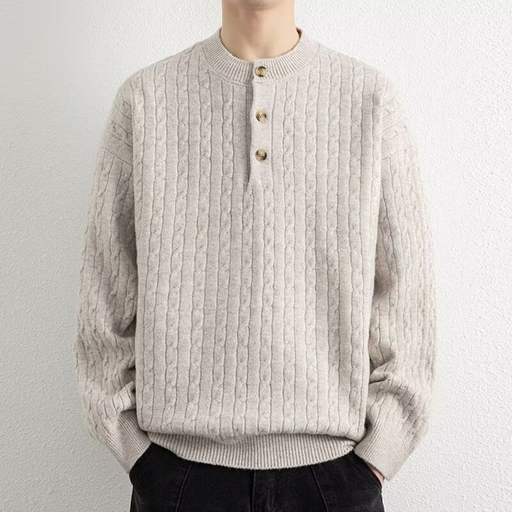 Men's chunky knit sweater with button placket Mune Fashion 1787964769