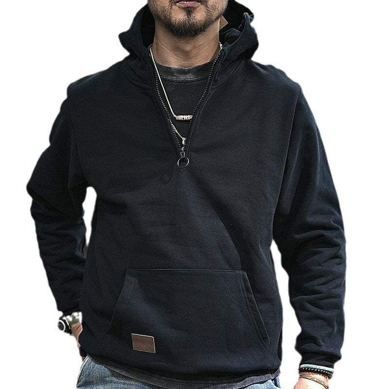 Men's Comfortable Hooded Sweatshirt with Half Zipper Mune Fashion