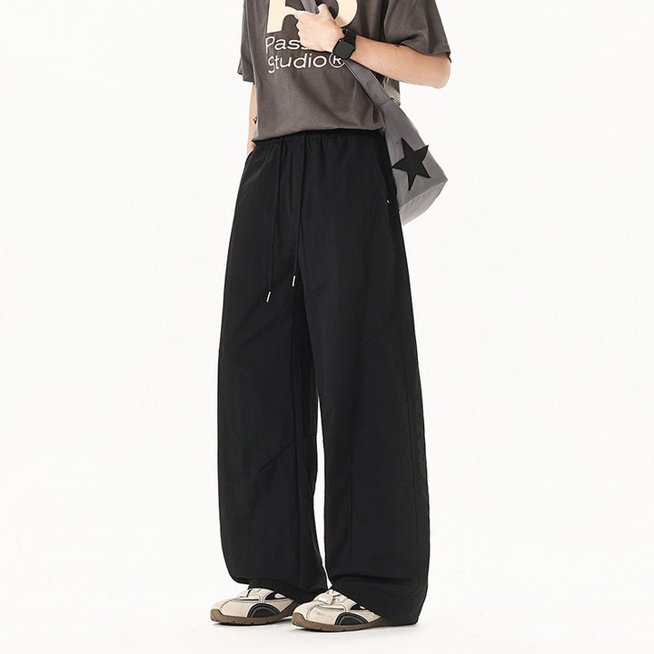 Men Wide Cut Relaxed-Fit Linen-Cotton Pants with Elastic Waistband and Drawstring Mune Fashion