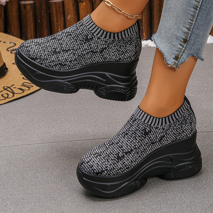 Women's Knit Sock Sneaker with High Platform and Non-Slip Profile Sole Mune Fashion