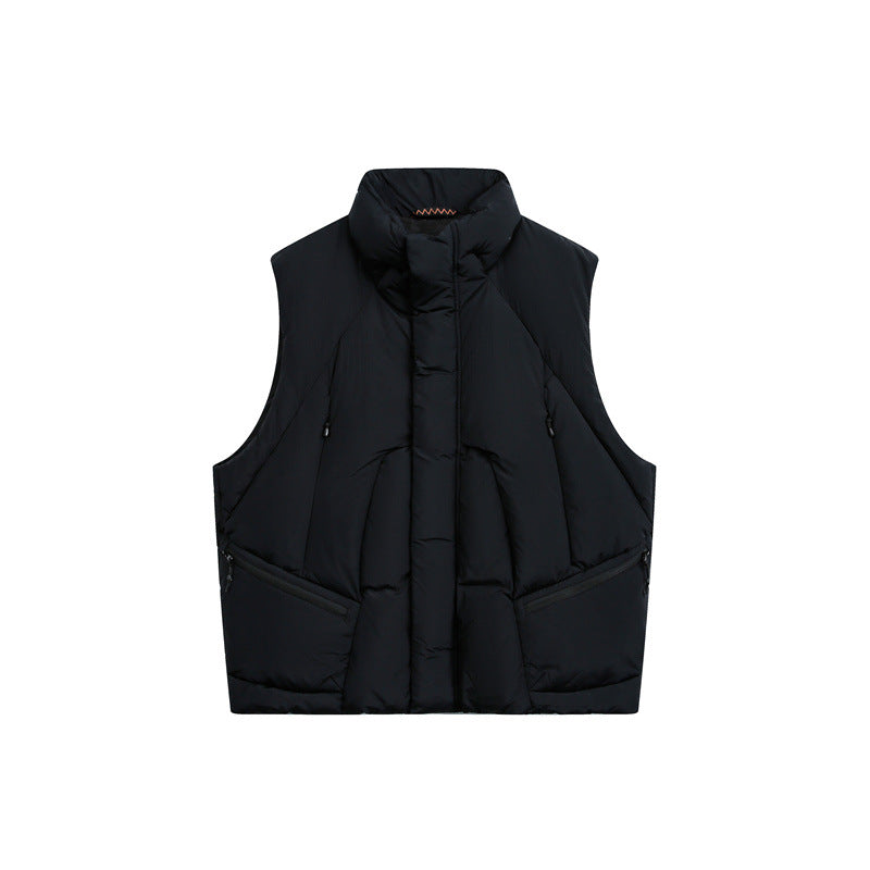 Men's padded quilted vest with high stand-up collar and multifunction pockets Mune Fashion