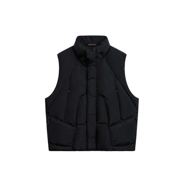 Men's padded quilted vest with high stand-up collar and multifunction pockets Mune Fashion