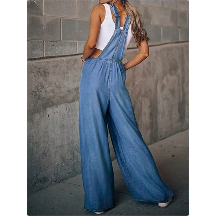 Ladies Wide Denim Overall in Palazzo Style Mune Fashion