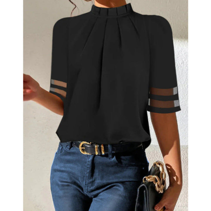 Ladies Elegant Blouse with Transparent Sleeves Mune