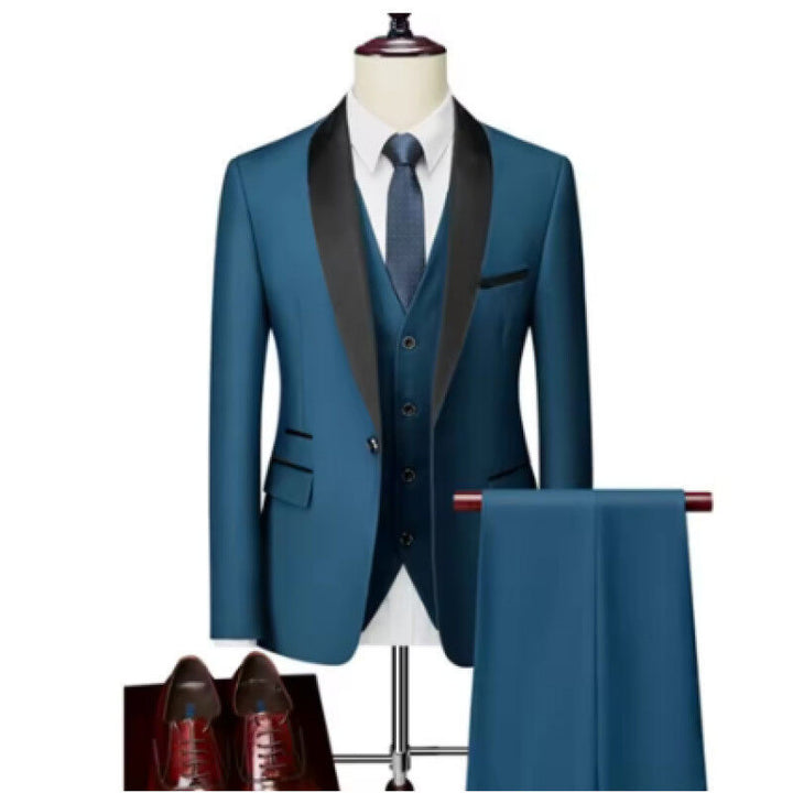 Men's tailor-made tuxedo with shawl collar, vest, and elegant evening trousers Mune Fashion