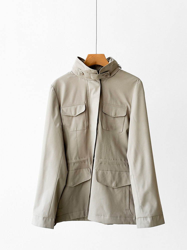Women modern utility jacket with high collar Mune Fashion