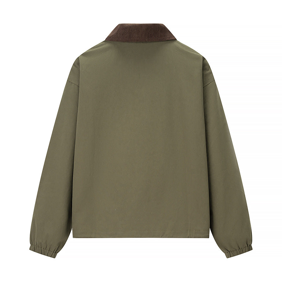 Women’s short jacket in workwear style with cord collar, zipper and patch chest pockets Mune Fashion