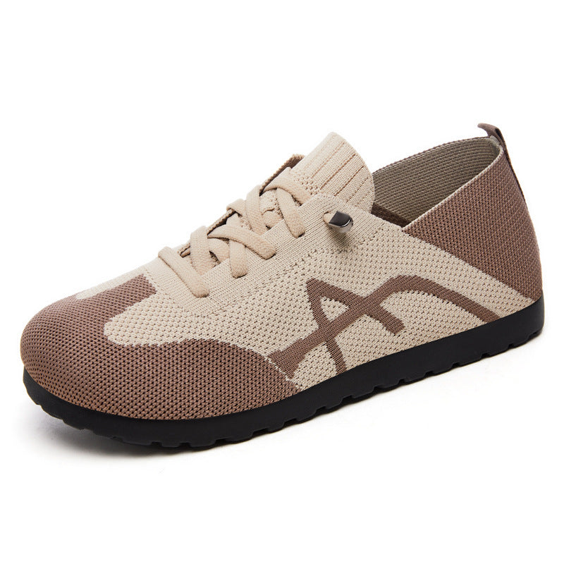 Women's comfortable knitted slip-on sneakers with elastic shaft, decorative lacing, and flexible non-slip outsole Mune Fashion