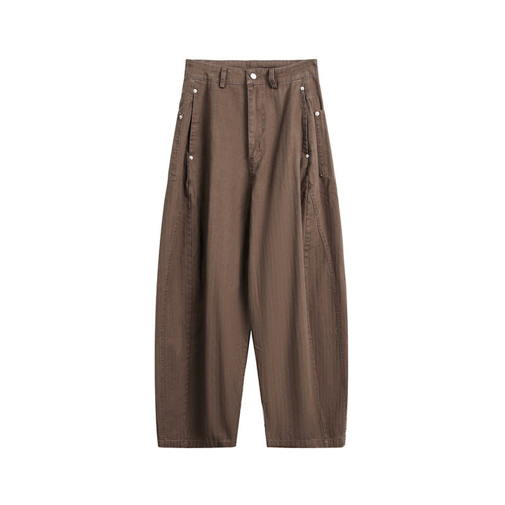 Women's Wide High-Waist Cargo Pants with Drop Crotch and Patch Side Pockets Mune Fashion