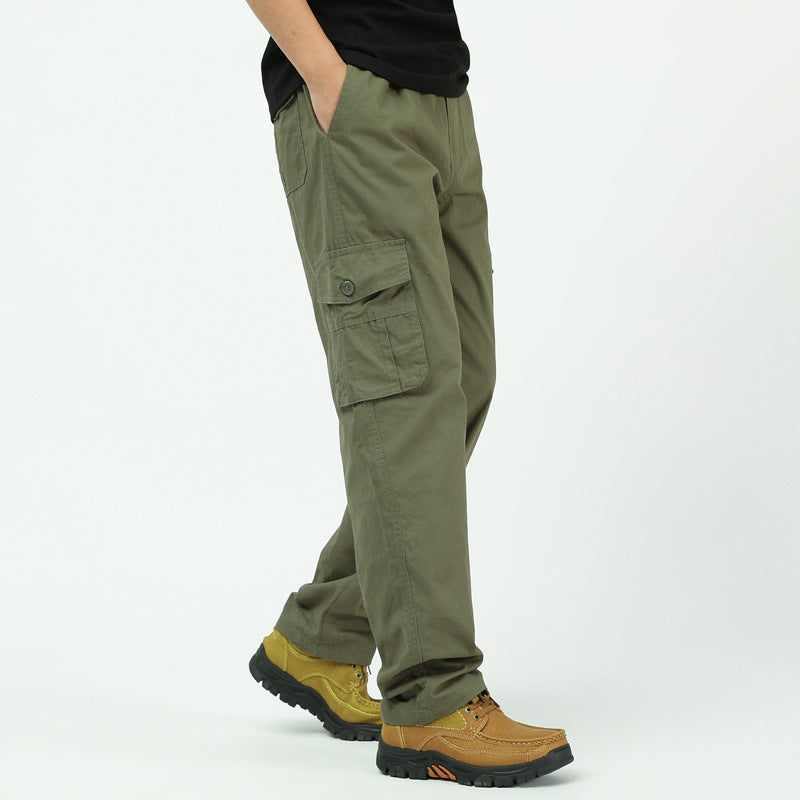 Men's Loose Cargo Leisure Pants with Drop Crotch, Elastic Waistband & Multi-Pockets Mune Fashion
