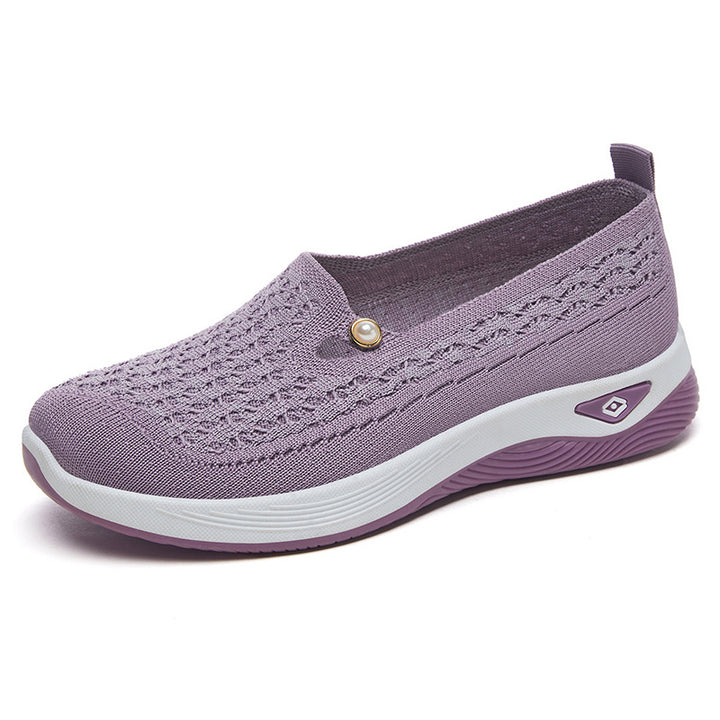 Women's breathable knitted slip-on slippers with pearl application and cushioning EVA sole Mune Fashion