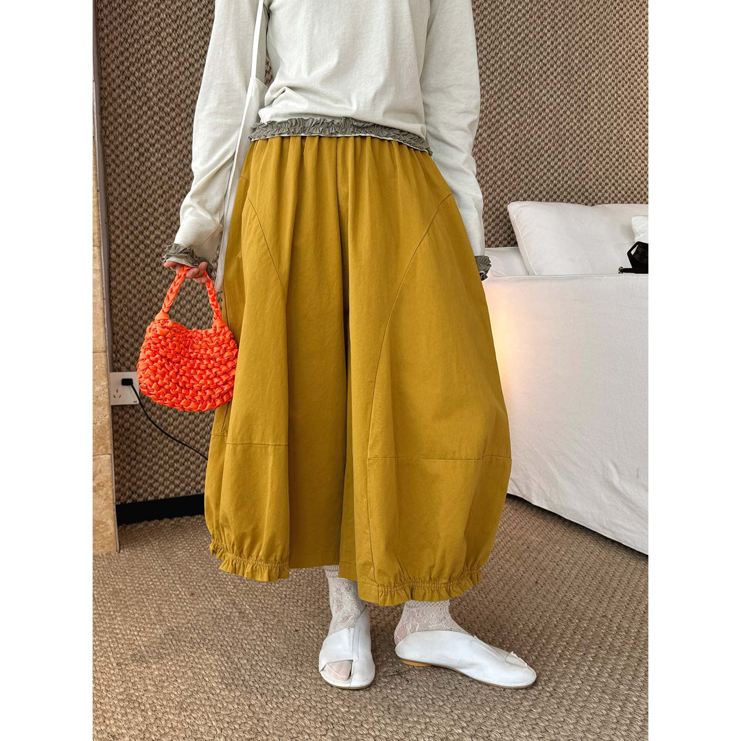 Women Wide Balloon Culotte Pants with Elastic Hem Mune Fashion