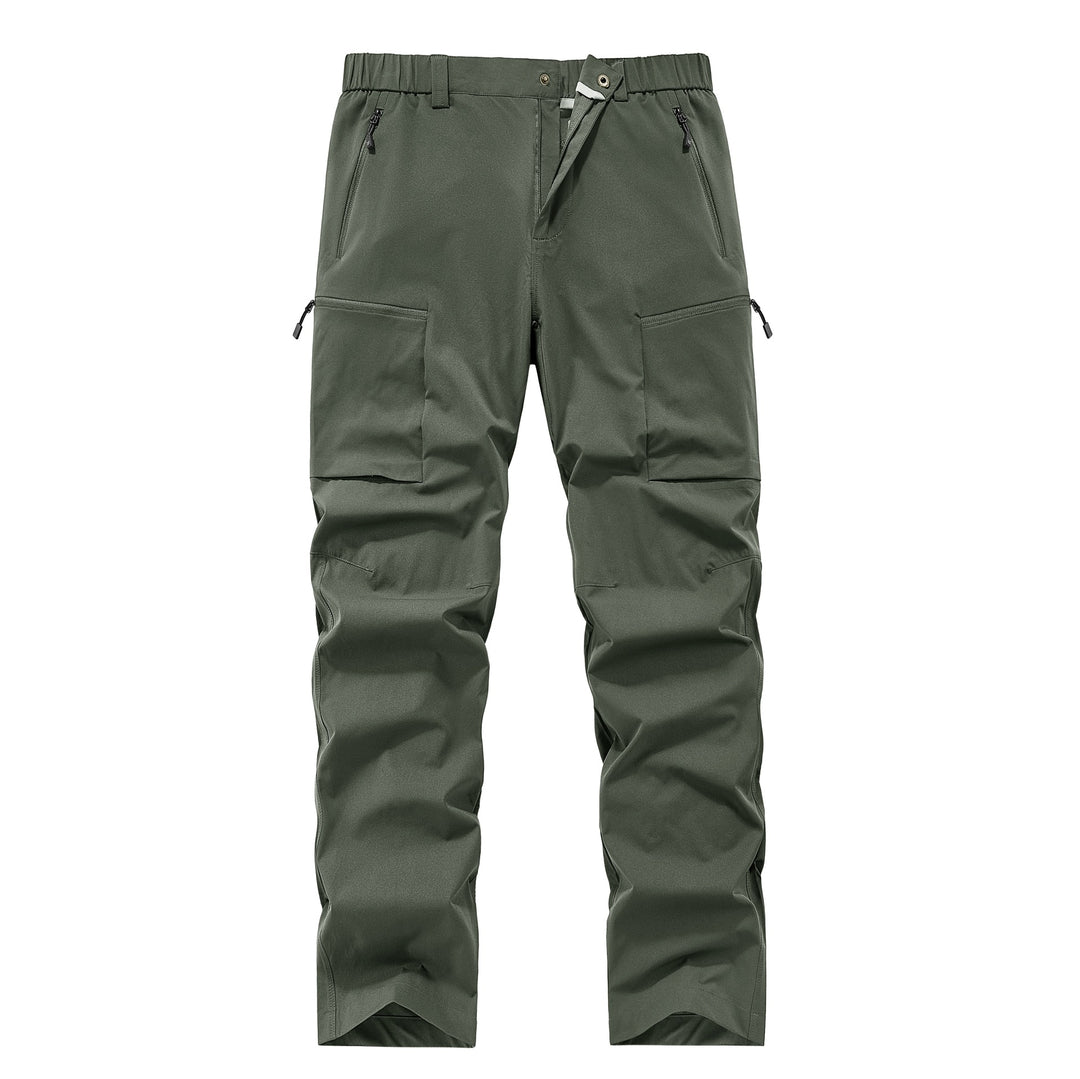 Men's Multifunctional Cargo Travel Pants with Elastic Waistband, Zipper Pockets and Knee Reinforcement Mune Fashion