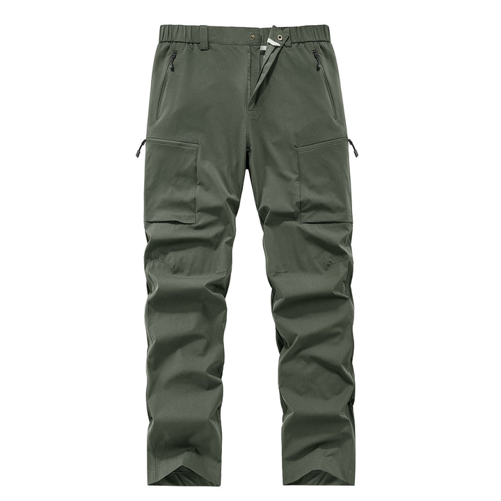 Men's Multifunctional Cargo Travel Pants with Elastic Waistband, Zipper Pockets and Knee Reinforcement Mune Fashion