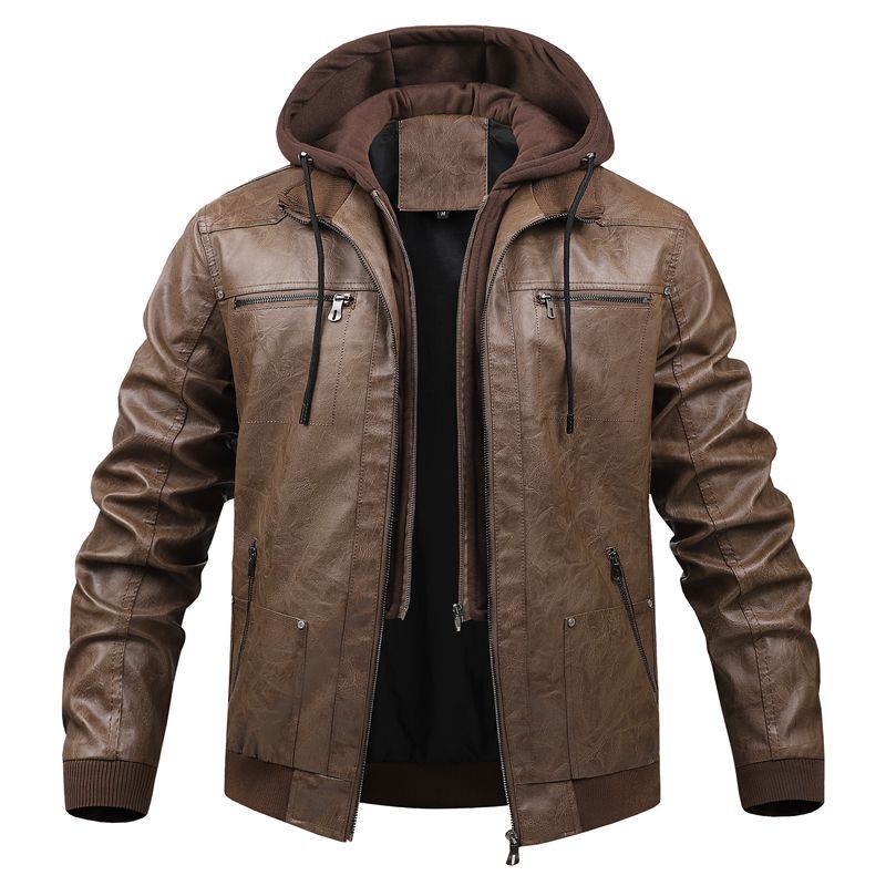Men's Multifunctional Leather Jacket with Hood Mune Fashion
