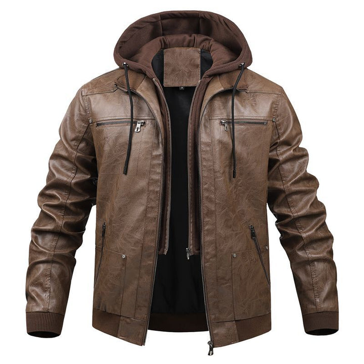 Men's Multifunctional Leather Jacket with Hood Mune Fashion