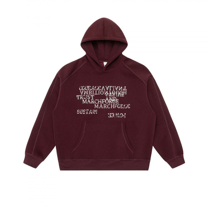 Unisex Oversize Hoodie with typographic Mirror Print, kangaroo pocket and raglan sleeves Mune Fashion