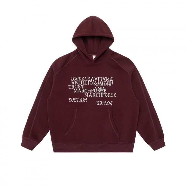 Unisex Oversize Hoodie with typographic Mirror Print, kangaroo pocket and raglan sleeves Mune Fashion