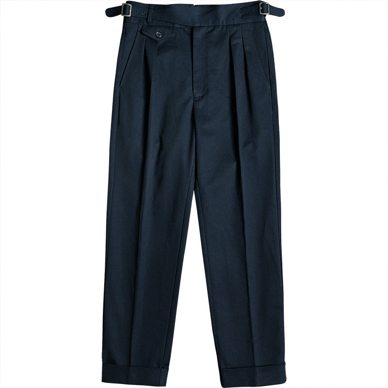 Men's pleated trousers with adjustable side buckles and cuffs Mune Fashion