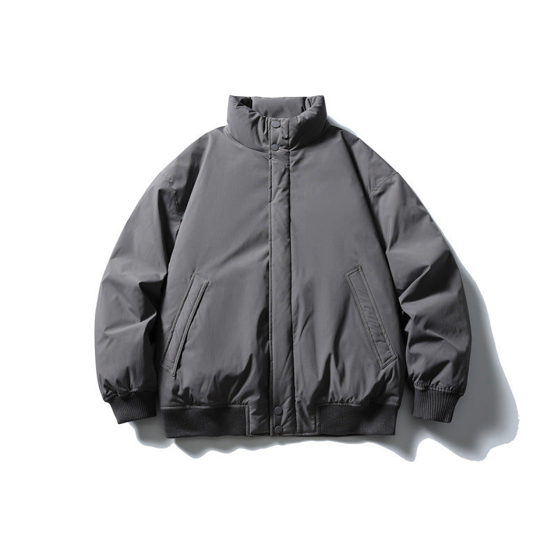 Unisex Stylishly cut padded bomber jacket with high stand-up collar and concealed front placket Mune Fashion