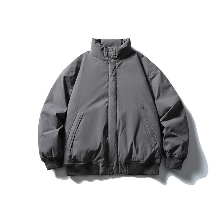 Unisex Stylishly cut padded bomber jacket with high stand-up collar and concealed front placket Mune Fashion