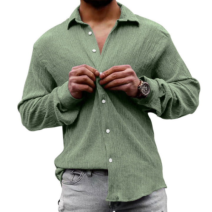Men's structured casual shirt with crinkle look, shirt collar and laid-back oversized fit Mune Fashion