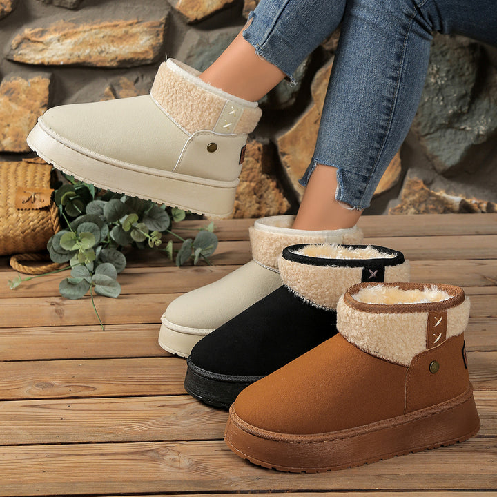 Women Padded Platform Winter Boots with Teddy Lining and Slip-On Shaft Mune Fashion