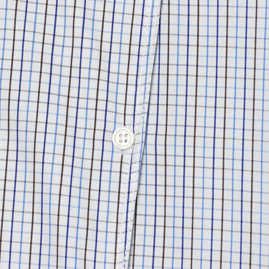 Women's Checkered Shirt with Stand Collar, Asymmetrical Button Placket and Shoulder Epaulettes Mune Fashion