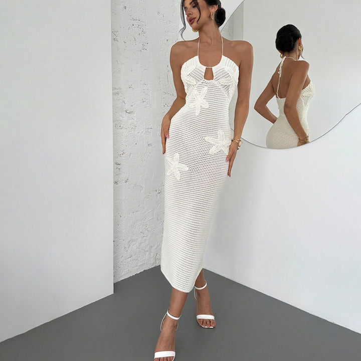 Women Crochet Maxi Dress with Floral Design Mune Fashion