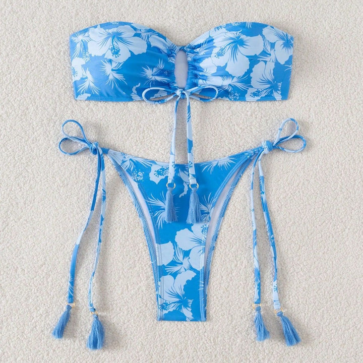 Women's bandeau bikini with stylish cut-out and side tie straps Mune Fashion
