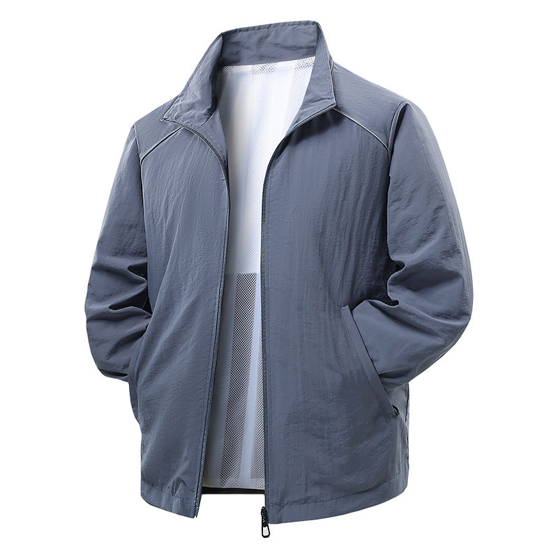 Men's Lightweight Wind and Rain Jacket with Mesh Lining and Reflective Shoulder Piping Mune Fashion