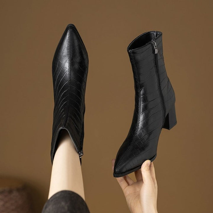 Women Elegant Croc-Effect Ankle Boots Mune Fashion